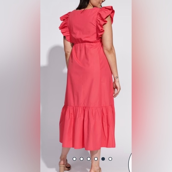 Abercrombie and Fitch Flutter Sleeve Tiered Midi Dress size Large Tall - Picture 7 of 12